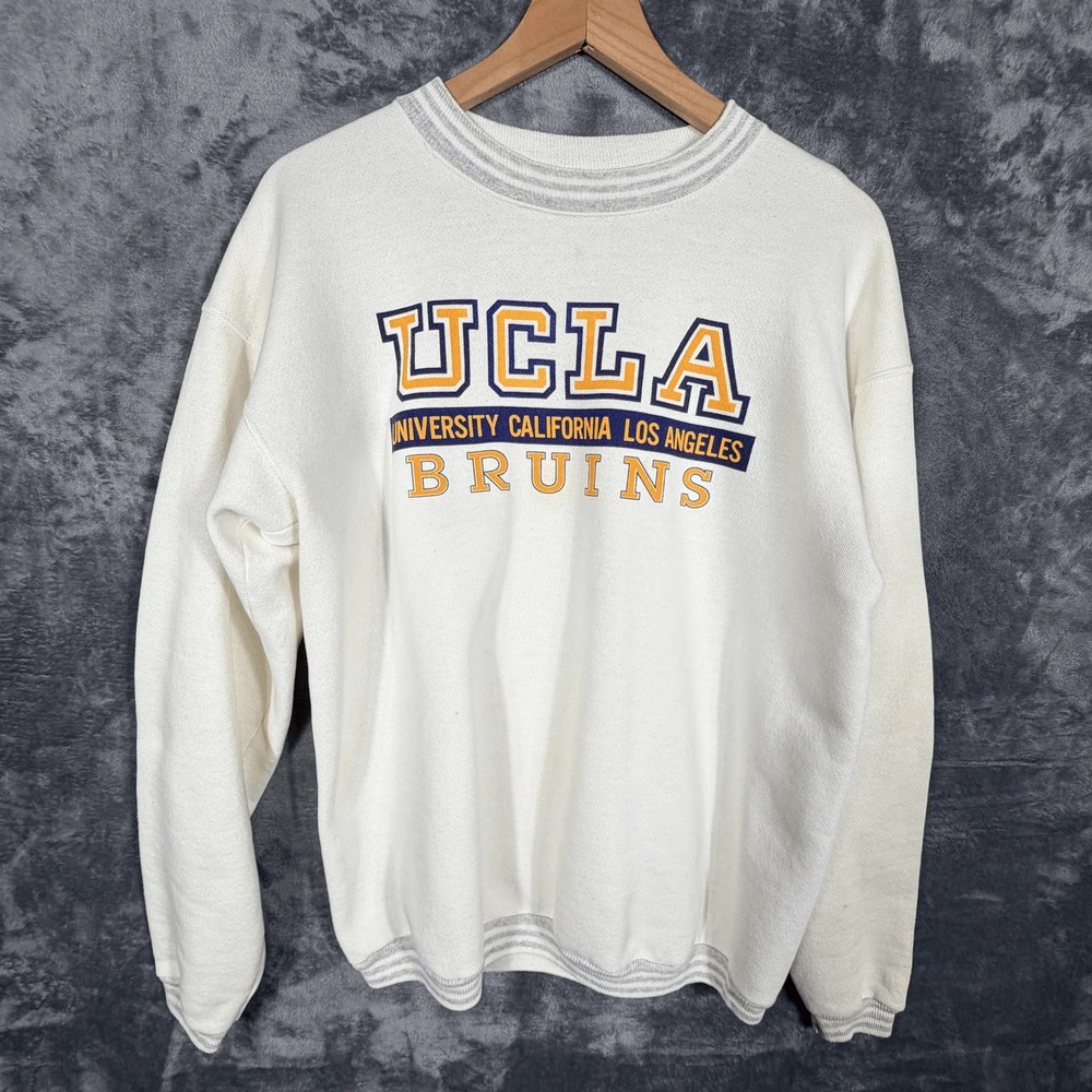 Vintage UCLA Bruins Velva Sheen Sweatshirt Adult Size L White College Pullover‎